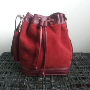 Ann Taylor Genuine Suede Leather Vintage Drawing Bucket Bag